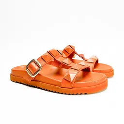 HEEL YOUR SOLE Embellished Leather Open Toe Flats-image-37