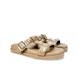 HEEL YOUR SOLE Embellished Leather Open Toe Flats-image-9