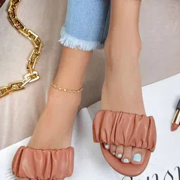 Shoetopia Women Tan Open Toe Flats-image-34