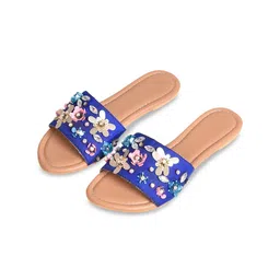 Sole House Women Blue Printed Open Toe Flats-8