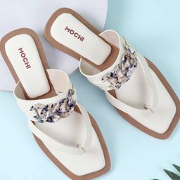 Mochi Women Printed Open Toe Flats-55