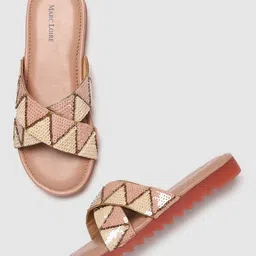 Marc Loire Women Nude-Coloured Printed Open Toe Flats-1