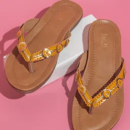 Inc 5 Textured Embellished Open Toe Flats-28