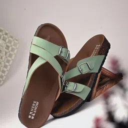 HERE&NOW Women Colourblocked Faux Leather Open Toe Flats-28
