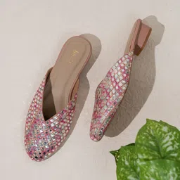 Inc 5 Women Embellished Ethnic Open Toe Flats-9