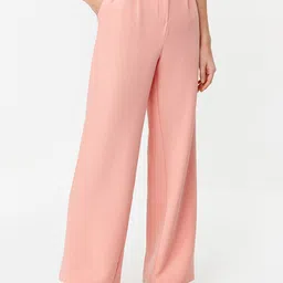Trendyol Women Mid-Rise Pleated Parallel Trousers-image-79