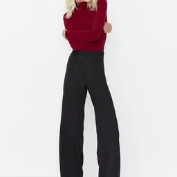 Trendyol Women Mid-Rise Pleated Parallel Trousers-image-65