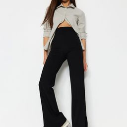 Trendyol Women Mid Rise Plain Slits Bootcut Trousers-image-54