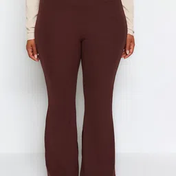 Trendyol Plus Size Women Regular Fit Mid-Rise Regular Trousers-40