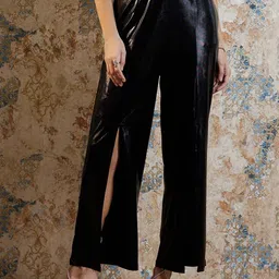 Shally Bhasin by Athena Women Smart Loose Fit Front Slit Non Iron Parallel Trousers-image-43