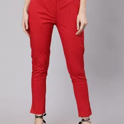 AKS Women Mid Rise Cropped Cigarette Trousers-image-71