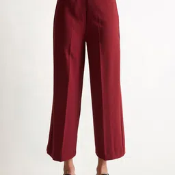 COVER STORY Women Maroon Mid-Rise Cropped Parallel Trousers-image-43