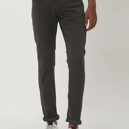 Mufti Men Cotton Skinny Fit Flat-Front Plain Trousers-image-76