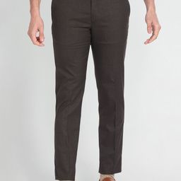 Arrow Men Mid Rise Heathered Formal Trousers-picture-48