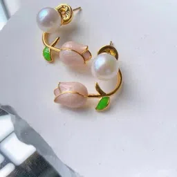 FIMBUL Pearl Beaded Floral Studs Earrings-image-11