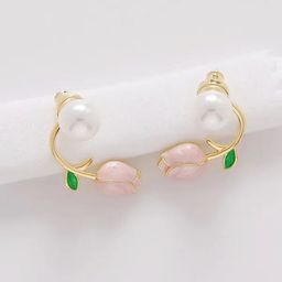 Krelin Pearl Studded Floral Gold-Plated Studs Earrings-picture-24