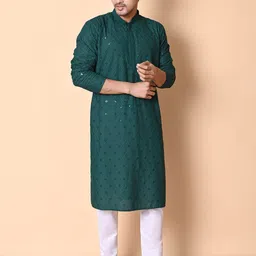 BAESD Men Embroidered Regular Sequinned Kurta with Pyjamas-picture-30