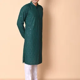 BAESD Men Embroidered Regular Sequinned Kurta with Pyjamas-picture-32