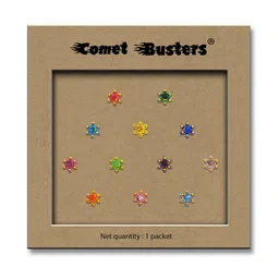 Comet Busters Traditional Designer Floral Reusable Bindi 12Pcs - Multicolor-4