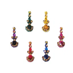 Comet Busters 6-Pcs Handmade Traditional Designer Bindi - Multicolored-12