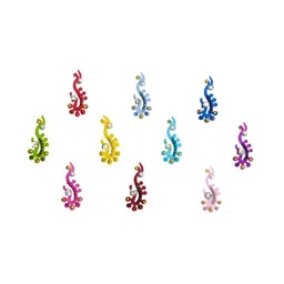 Comet Busters 10 Pcs Stone Studded Reusable Bindi - Multicolor-55