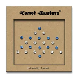 Comet Busters Set of 24 Embellished Handcrafted Bindis - Blue & Silver-11