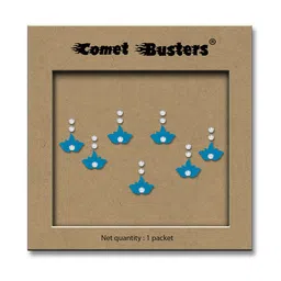 Comet Busters Traditional Designer Studded Reusable Bindis 7Pcs - Blue-57