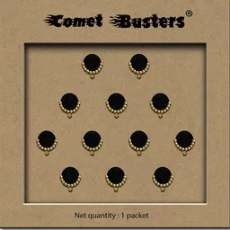 Comet Busters 12-Pcs Handmade Traditional Designer Bindi - Black-35