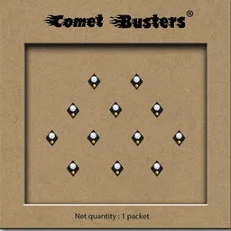 Comet Busters 12-Pcs Handmade Traditional Designer Bindi - Black-49