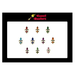 Comet Busters 10 Pcs Embellished Reusable Designer Bindis - Multicoloured-10