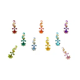 Comet Busters 9 Pcs Embellished Reusable Designer Bindis - Multicoloured-2