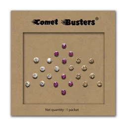 Comet Busters 24 Pcs Stone Studded Reusable Bindi - Multicoloured-6