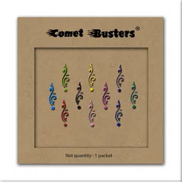 Comet Busters 10 Pcs Designer Reusable Bindis - Multicolored-13