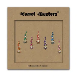 Comet Busters 7 Pcs Embellished Reusable Designer Bindis - Multicoloured-6