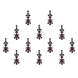 Comet Busters 12-Pcs Handmade Traditional Designer Bindi - Black & Maroon-7