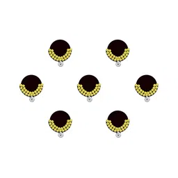 Comet Busters 7-Pcs Handmade Traditional Designer Reusable Bindi - Black 2129-15