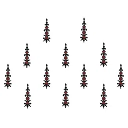Comet Busters 12-Pcs Handmade Traditional Designer Bindi - Black & Maroon-12