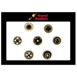 Comet Busters Black Embellished Handcrafted Designer Bindis - 7 Pcs-3