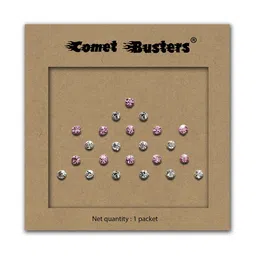 Comet Busters Pink & Silver Toned Embellished Bindis - 23 Pcs-25