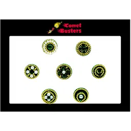 Comet Busters 7 Pcs Stone-Studded & Beaded Traditional Designer Bindis - Green & Gold-6
