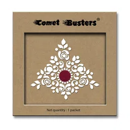 Comet Busters Traditional Designer Reusable Bindi - White-15