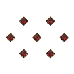 Comet Busters 7-Pcs Handmade Traditional Designer Bindi - Black & Red-30