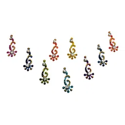 Comet Busters 9 Pcs Embellished Reusable Designer Bindis - Multicoloured-1