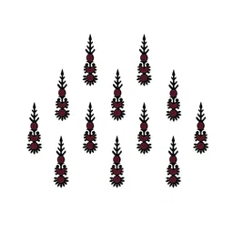 Comet Busters 12-Pcs Handmade Traditional Designer Bindi - Black & Maroon-18