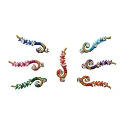 Comet Busters 7 Pcs Embellished Reusable Designer Bindis - Multicoloured-7