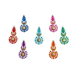Comet Busters 7 Pcs Embellished Reusable Designer Bindis - Multicoloured-1