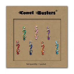 Comet Busters 7 Pcs Embellished Reusable Designer Bindis - Multicoloured-39