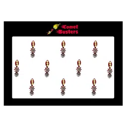 Comet Busters 10 Pcs Stone-Studded Designer Reusable Bindi - Red-3