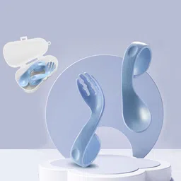 Babymoon 3-Pcs Blue Spoon Fork & Storage Box Food Feeders-image-16