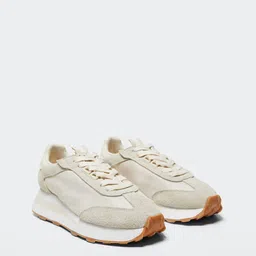 MANGO Women Beige Solid Sustainable Leather Sneakers-picture-31